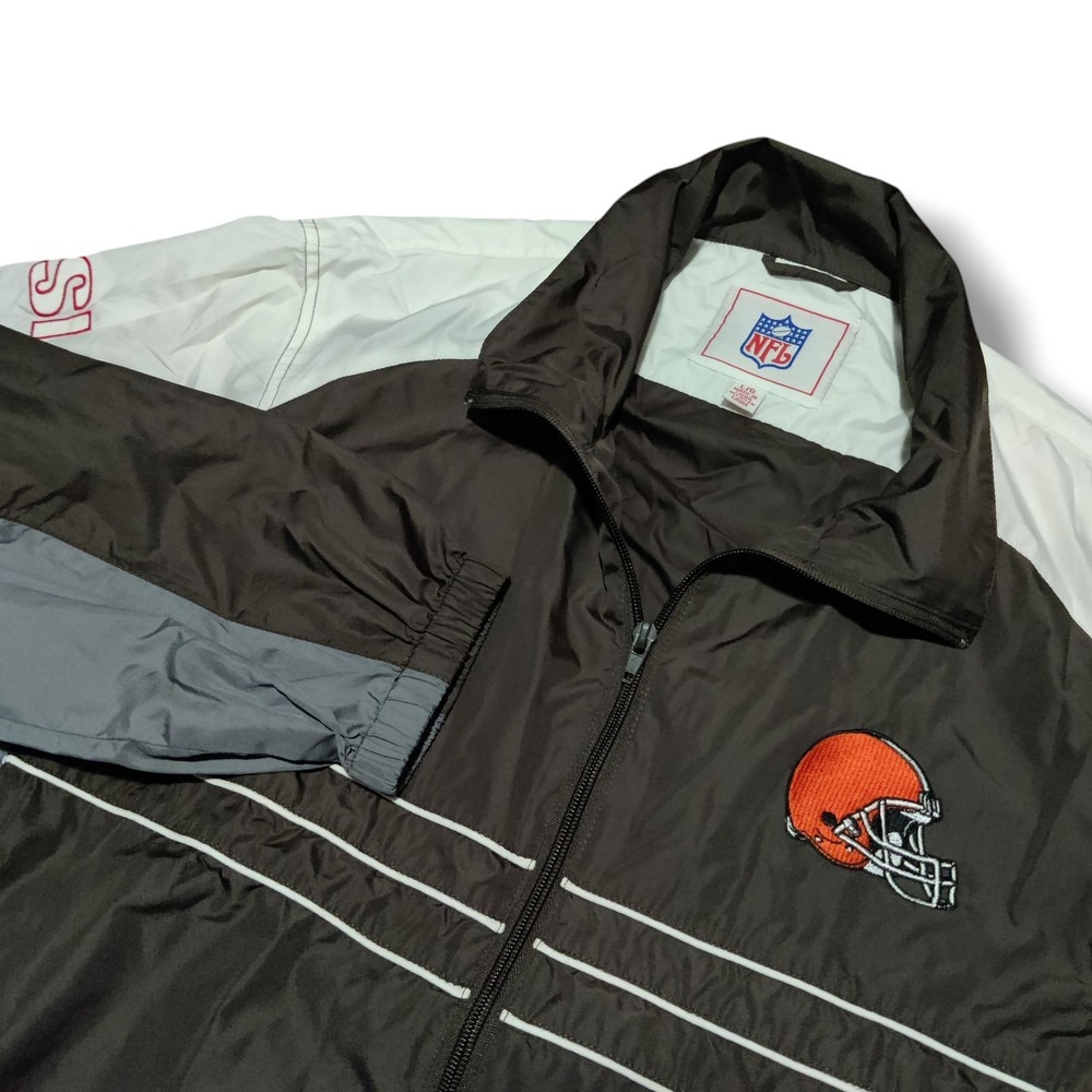 Vintage Cleveland Browns Windbreaker Zip‎ Jacket NFL Football Mens Size Large